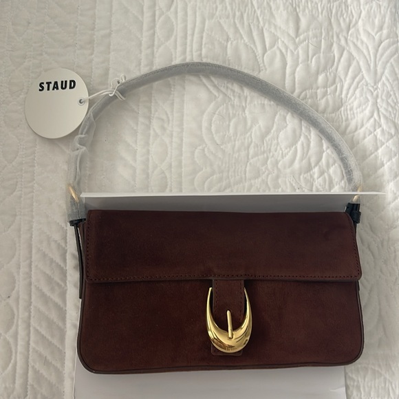 NWT STAUD HARLOW BAG MAHOGANY SUEDE - Picture 4 of 4